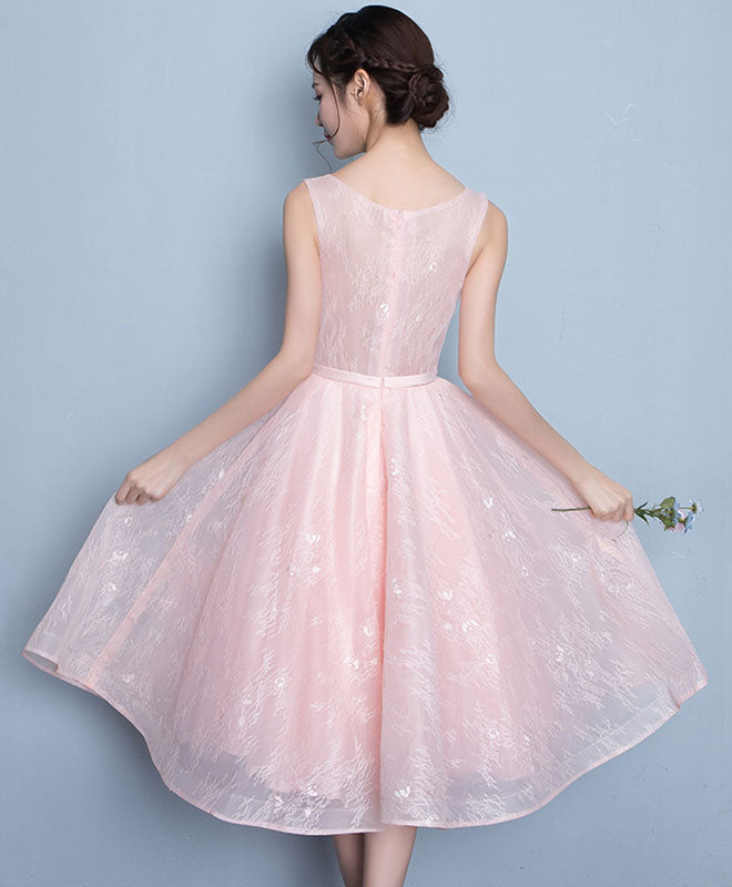 Cute Round Neck Lace Short Prom Dress, Evening Dress
