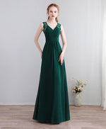 Green Lace Chiffon Long Prom Dress, Green Evening Dress