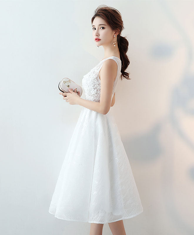 Cute Round Neck Lace Short Prom Dress, Evening Dress