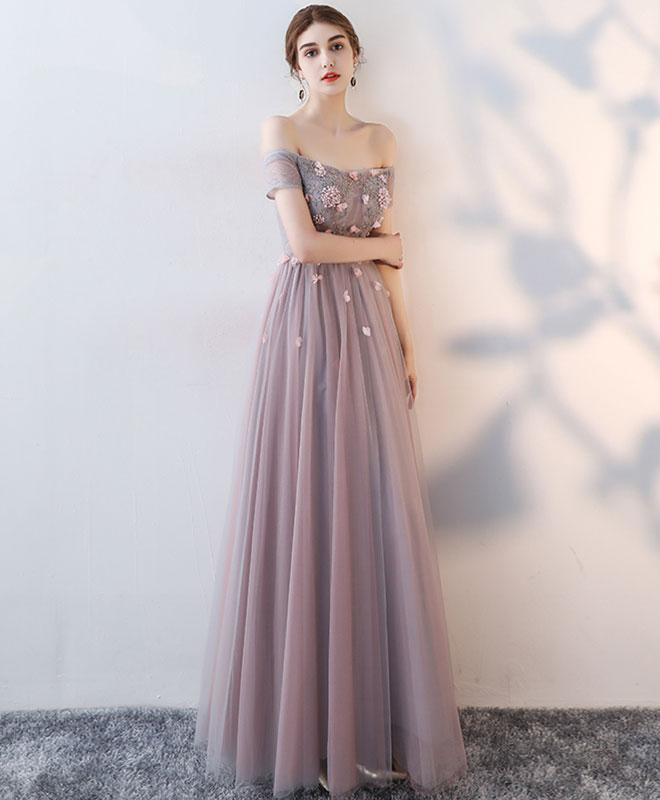 Elegant Lace Tulle Long Prom Dress, Lace Evening Dress