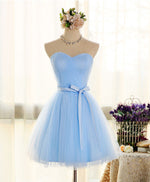 Cute Sweetheart Neck Tulle Short Prom Dress, Pink Bridesmaid Dress