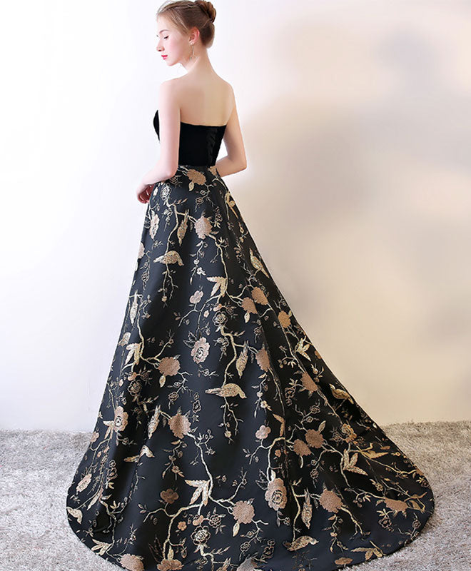 Black Sweetheart Neck Long Prom Dress, Black Evening Dress