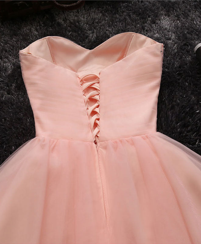 Pink A Line Sweetheart Neck Short Prom Dress, Homecoming Dresses
