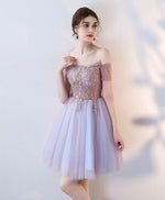 Cute Lace Off Shoulder Short Prom Dress, Homecoming Dress