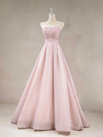 A Line Pink Long Prom Dresses, Formal Pink Bridesmaid Dresses