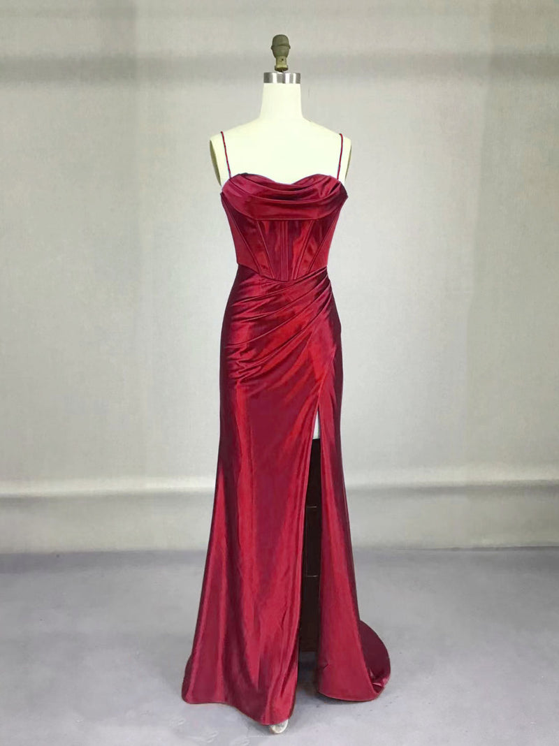 Green Satin Long Prom Dresses, Green Mermaid Long Formal Dresses US 4 / Blue Green Satin Long Prom Dresses, Green Mermaid Long Formal Dresses US 4 / Blue
