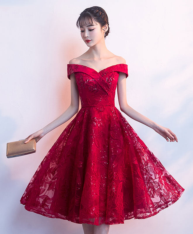 Cute Burgundy Short Prom Dress, Homecoming Dress