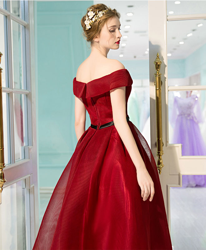 Sparkly Burgundy Off The Shoulder Ball Gown Sweet 16 Dress Y4264 –  Simplepromdress