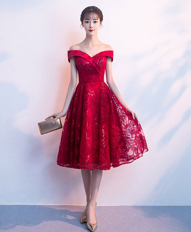 Cute Burgundy Short Prom Dress, Homecoming Dress