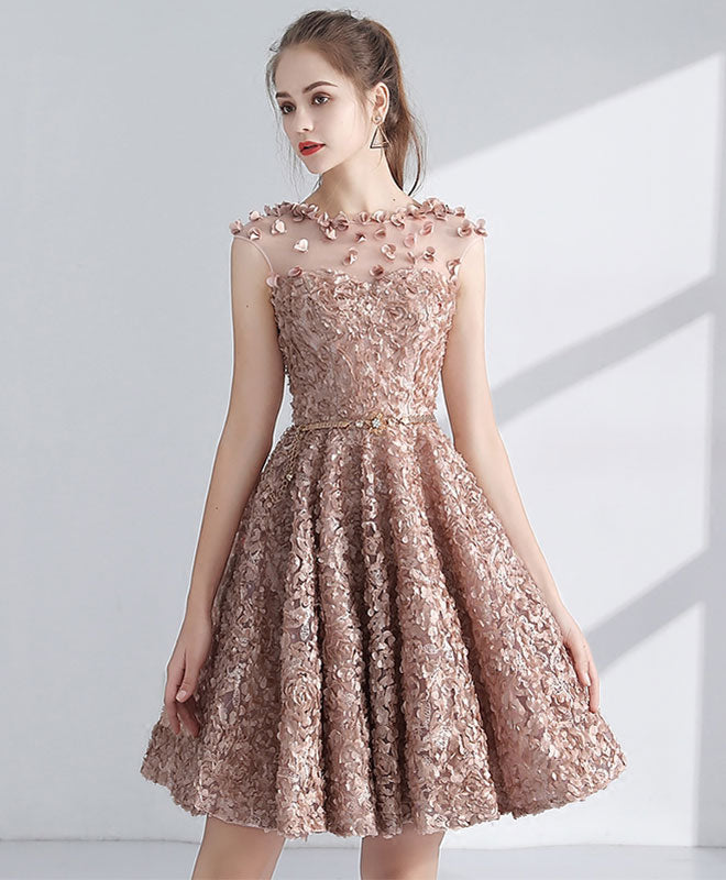 Cute A Line Short Prom Dress, Cute Homecoming Dress US 12 / Champagne