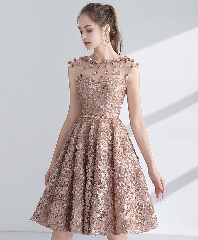 Cute A Line Short Prom Dress, Cute Homecoming Dress US 12 / Champagne