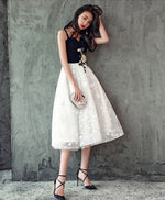 Cute Black And White Short Prom Dress, Homecoming Dress