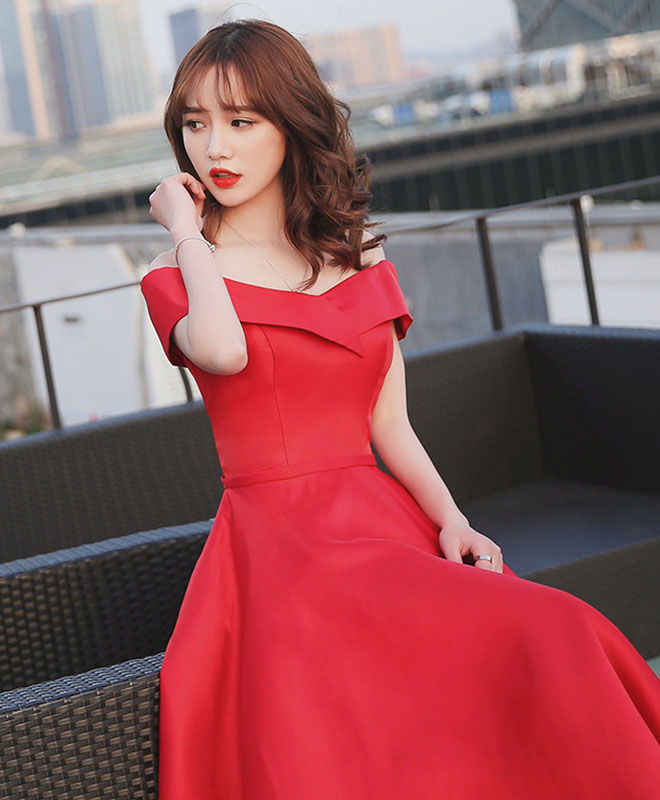 t length evening dresses Black satin tea length prom dress black satin evening dress
