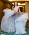 Stylish Tulle Lace Long Prom Dress, Lace Evening Dress