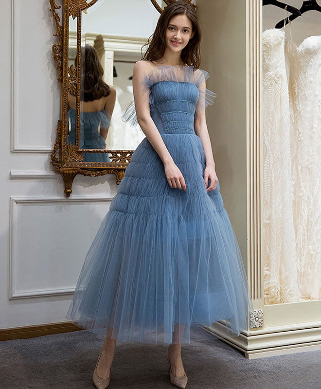 Cute Blue Tulle Short Prom Dress, Homecoming Dress