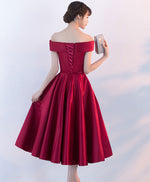 Burgundy V Neck Short Prom Dress, Burgundy Homecoming Dress