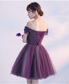 Cute A Line Purple Off Shoulder Short Prom Dress,Homecoming Dress