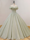 Ball Gown Green Long Prom Dress, Green Formal Sweet 16 Dress with Beading