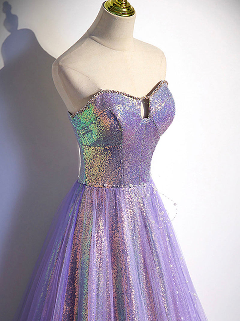 Aline Purple Sweetheart Neck Tulle Long Prom Dress, Purple Evening Dress US 16 / Custom Color Aline Purple Sweetheart Neck Tulle Long Prom Dress, Purple Evening Dress US 16 / Custom Color