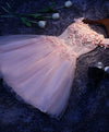 Pink A Line Tulle Lace Short Prom Dress, Homecoming Dress