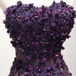 Purple Sweetheart Neck Lace Long Prom Dress, Formal Dress