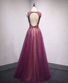 Simple Round Neck Tulle Long Prom Dress, Formal Dress