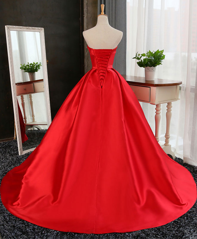 Burgundy Satin Strapless Long Prom Dress, Beautiful A-Line Evening Party Dress US 16 / Burgundy Burgundy Satin Strapless Long Prom Dress, Beautiful A-Line Evening Party Dress US 16 / Burgundy