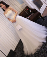 White Sweetheart Neck Tulle Long Prom Dress, Wedding Dress