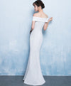 White Mermaid Long Prom Dress, White Evening Dress