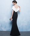 Mermaid White And Black Long Prom Dress, Formal Dress