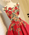Cute Red Lace High Low Prom Dress, Homecoming Dress