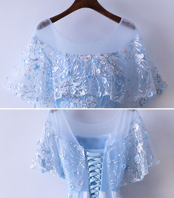 Light Blue Tulle Lace Long Prom Dress, Blue Lace Graduation Dress US 14 / Blue Light Blue Tulle Lace Long Prom Dress, Blue Lace Graduation Dress US 14 / Blue